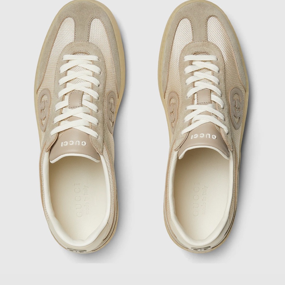 Gucci G75 in Oatmeal Suede Mens Sneakers - Picture 4 of 16